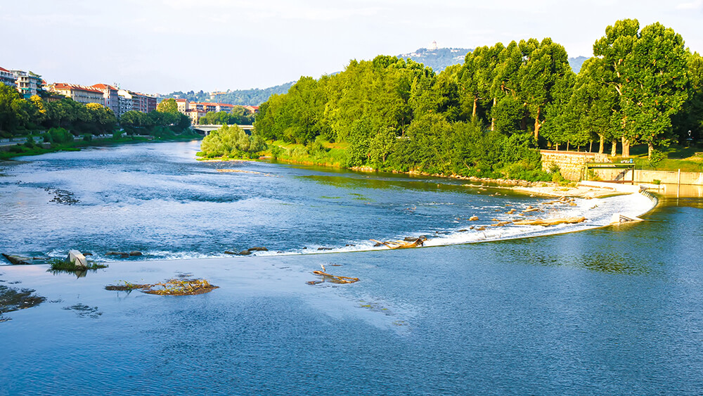 Landscape view river on a sunny day smart flood solutions exploring solutions to the climate crisis.